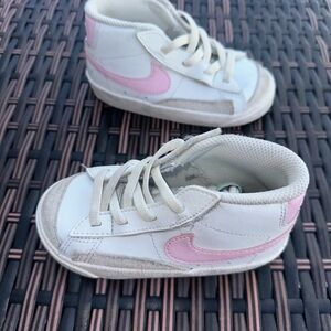 Nike White and Pink High-Top Sneakers